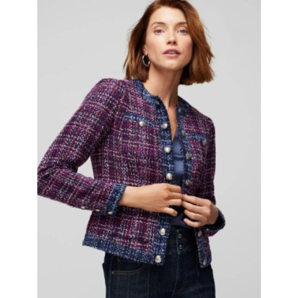 Like New! WHBM Stylist Tweed Jacket in Purple & Navy in Size 2